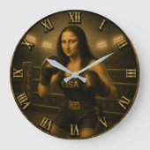 Funny Boxing Mona Lisa Boxing Champion Gift ラージ壁時計 (正面)