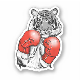 Funny Boxing Tiger With Red Gloves. Perfect design シール