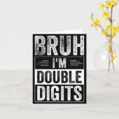 Funny Boy 10th Birthday Bruh I'm Double Digits 10  カード (黄色い花)