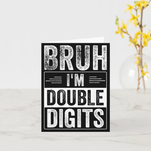Funny Boy 10th Birthday Bruh I'm Double Digits 10  カード (黄色い花)