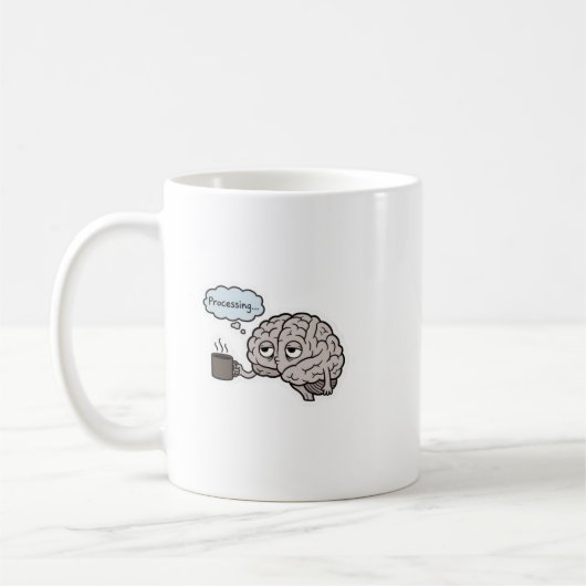 Funny Brain Drinking Coffee Mug - Cute Science & C コーヒーマグカップ (左)