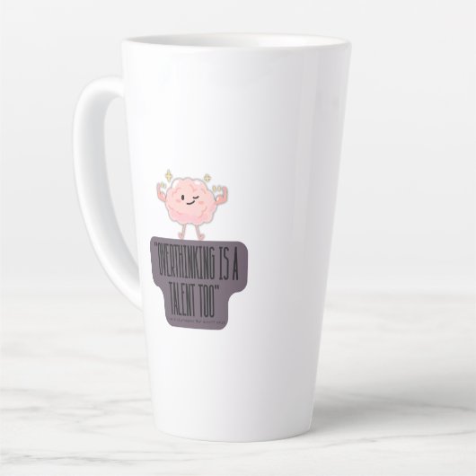 Funny Brain Power Apparel for Overthinkers カフェラテマグ (左アングル)