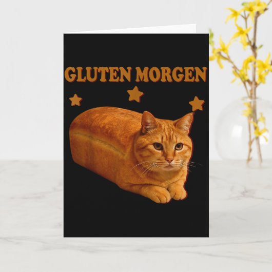 Funny Bread Cat Meme Gluten Morgen Humor Graphic G カード (黄色い花)