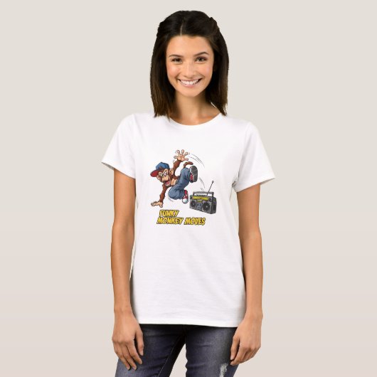 Funny Breakdance Monkey Hip-Hop Dance  Tシャツ (正面フル)