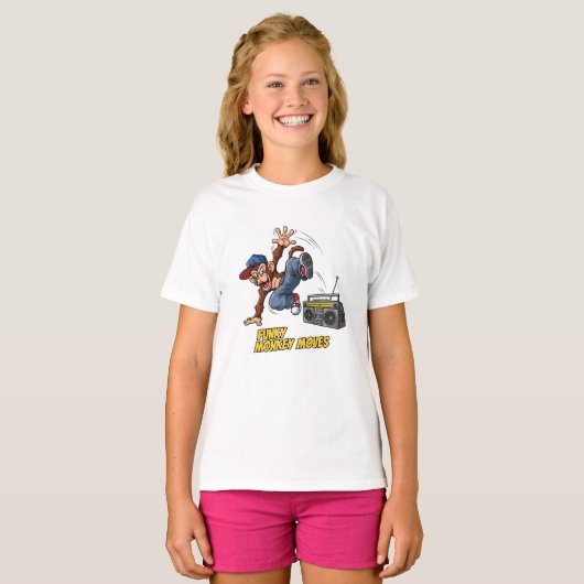 Funny Breakdance Monkey Hip-Hop Dance Tシャツ (正面フル)