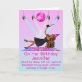 Funny Breakdancing Disco Doll Birthday Card カード (正面)