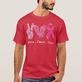 Funny Breast Cancer Awareness Costume Pink Peace L Tシャツ