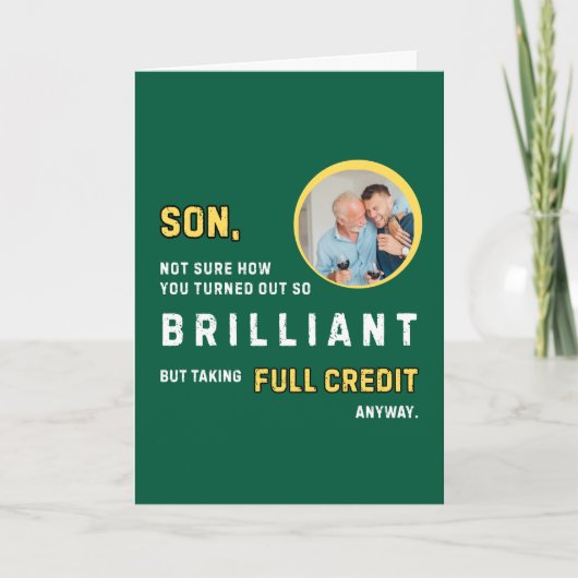 Funny Brilliant Son Green Birthday Card カード (正面)