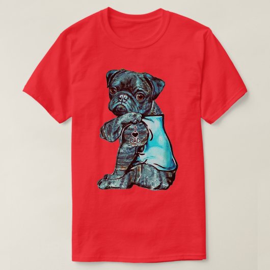 Funny Brindle Pug Dog I Love Dad Tattoo Brindle Pu Tシャツ (デザイン正面)
