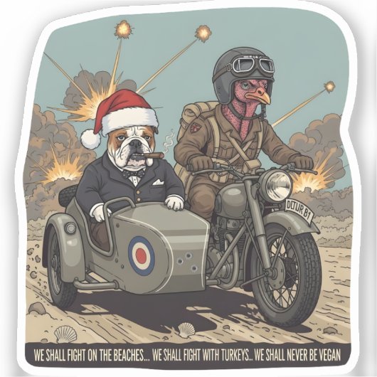 Funny British anti vegan Christmas シール (正面)