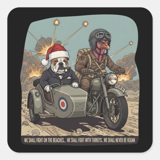 Funny British themed Christmas スクエアシール (正面)