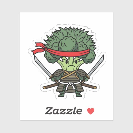 Funny Broccoli Samurai Warrior Japanese Art Illust シール (シート)