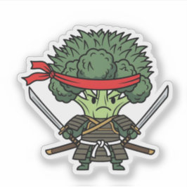 Funny Broccoli Samurai Warrior Japanese Art Illust シール