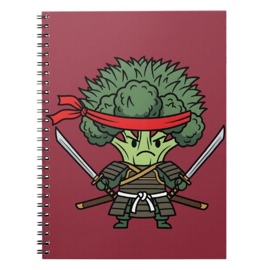 Funny Broccoli Samurai Warrior Japanese Art Illust ノートブック (正面)