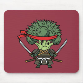Funny Broccoli Samurai Warrior Japanese Art Illust マウスパッド
