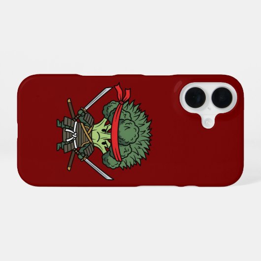 Funny Broccoli Samurai Warrior Japanese Art Illust iPhone 16ケース (裏面横)