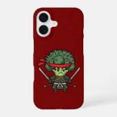 Funny Broccoli Samurai Warrior Japanese Art Illust iPhone 16ケース (裏面)