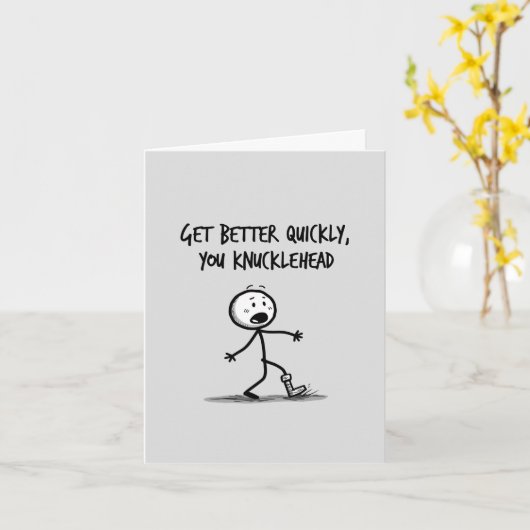 Funny Broken Arm Stick Figure Card カード (黄色い花)