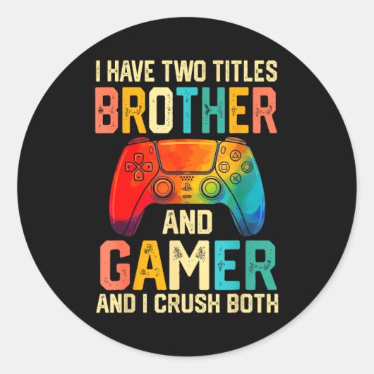 Funny Brother Gamer Graphic Tee Men Boys Teens Vid ラウンドシール (正面)