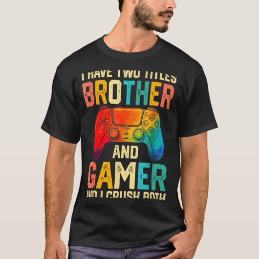 Funny Brother Gamer Graphic Tee Men Boys Teens Vid Tシャツ (正面)