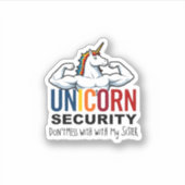 Funny Brother Unicorn Security Dont Mess With My S シール (正面)