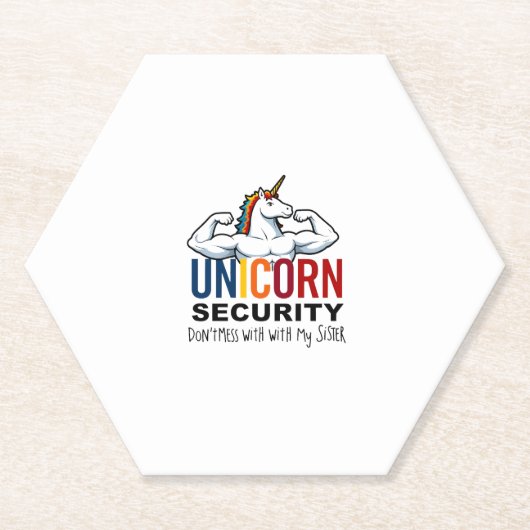 Funny Brother Unicorn Security Dont Mess With My S ペーパーコースター (正面)