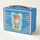 Funny Brown Bear with Ice Cream Kid Metal Lunchbox メタルランチボックス (裏面)