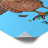 Funny brown farmyard turkey with flies cartoon ポスター (角)