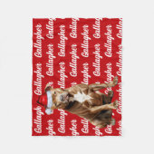 Funny Brown Pitbull Dog Name Pattern Christmas フリースブランケット (正面)