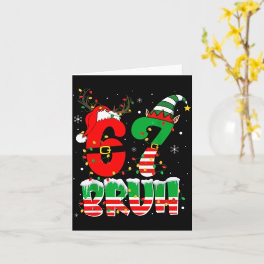 Funny Bruh 67 Six Seven 6 7 Meme Christmas Boys Sa カード (黄色い花)