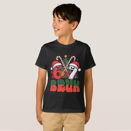 Funny Bruh 67 Six Seven 6 7 Meme Christmas Candy C Tシャツ (正面フル)