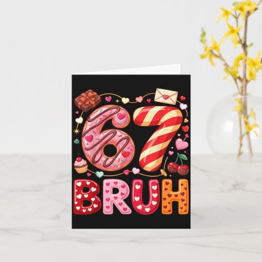 Funny Bruh 67 Six Seven Meme Valentine's Day Boys  カード (黄色い花)