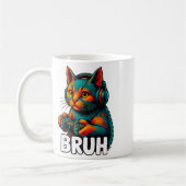 Funny Bruh Cat Gamer Video Games Gaming For Men Bo コーヒーマグカップ (左)