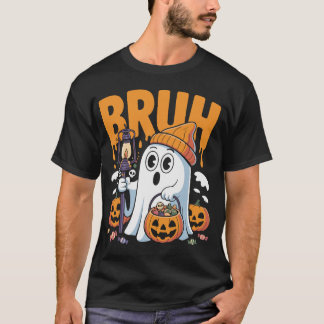 Funny Bruh Ghost Costume for Couples – Cute Hallow Tシャツ