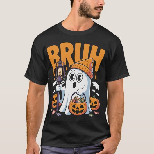Funny Bruh Ghost Costume for Couples – Cute Hallow Tシャツ (正面)