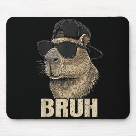 Funny Bruh Meme Capybara Lover Cool Sungles For Me マウスパッド (正面)