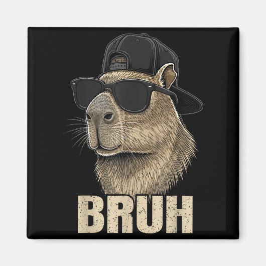 Funny Bruh Meme Capybara Lover Cool Sungles For Me マグネット (正面)