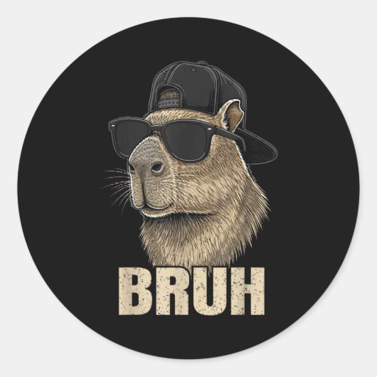 Funny Bruh Meme Capybara Lover Cool Sungles For Me ラウンドシール (正面)
