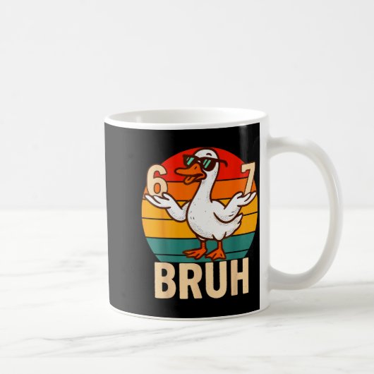 Funny Bruh Retro Duck 6 7 Meme Kids Teen Boys  コーヒーマグカップ (右)