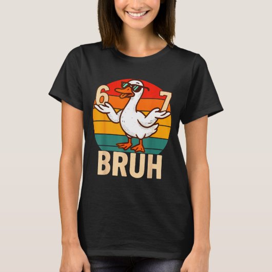 Funny Bruh Retro Duck 6 7 Meme Kids Teen Boys  Tシャツ (正面)