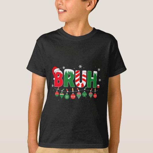 Funny Bruh Saying Bro Greeting Christmas Meme Teen Tシャツ (正面)