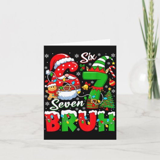 Funny Bruh Six Seven 6 7 Meme Christmas 67 Boy Gir カード (正面)