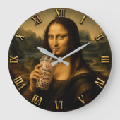 Funny Bubble Tea Mona Lisa ラージ壁時計 (正面)