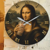 Funny Bubble Tea Mona Lisa ラージ壁時計