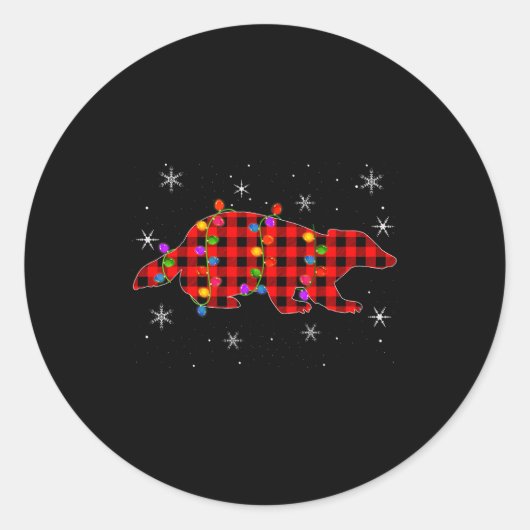 Funny Buffalo Plaid Family Matching Badger Christm ラウンドシール (正面)