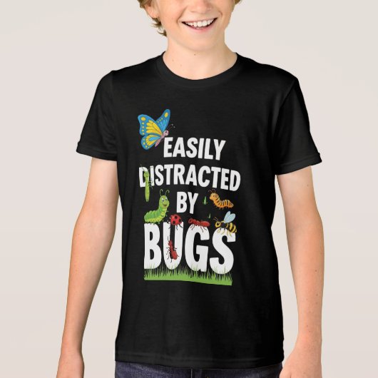 Funny Bug Insects Easily Distracted By Bugs Scienc トライブレンドＴシャツ (正面)