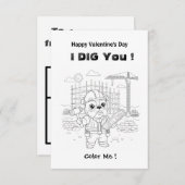 Funny Bulldog Construction "I Dig You" Coloring Ma サンキューカード (正面/裏面)