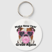 Funny Bulldog  Make New Year Great Again 2026  キーホルダー (正面)
