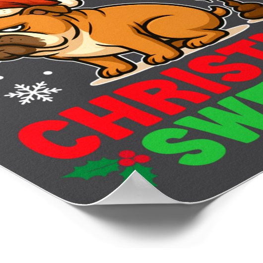 Funny Bulldog Ugly Christmas Sweater Hilarious Dog ポスター (角)