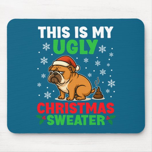 Funny Bulldog Ugly Christmas Sweater Hilarious Dog マウスパッド (正面)